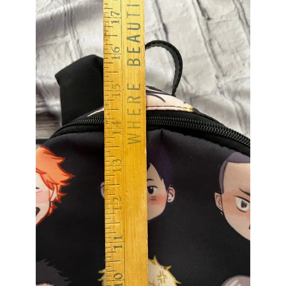 Haikyuu Anime Chibi Characters Black Backpack Hinata Kageyama School Bag